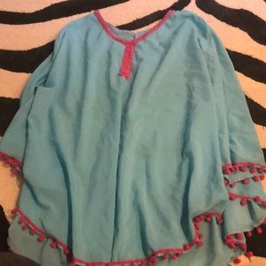 Silk blend pom pom cover up